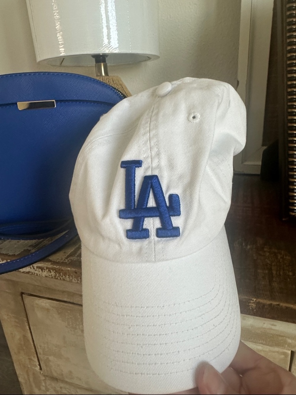 LA Dodger Blue  Crossbody Bag with White LA Baseball Cap 💙 - Picture 3 of 10